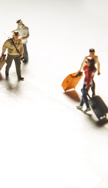 Travelling concepts. Group of traveler miniature