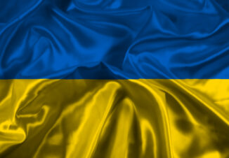 Abstract background of Ukraine flag with folds and creases