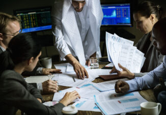 Group of business people working together