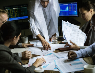 Group of business people working together