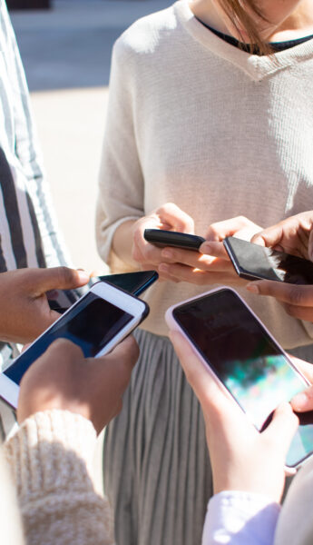 Young people using smartphones