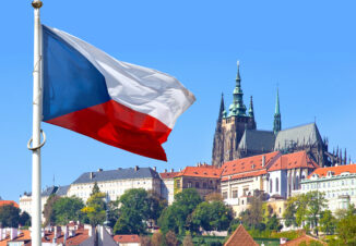 Flag, Prague castle and Lesser town, Prague (UNESCO), Czech republic