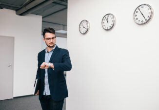 Employee checking his watch