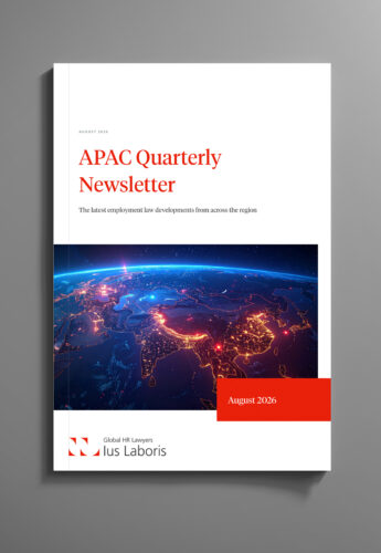 Cover of the Ius Laboris APAC Quarterly Newsletter for August 2026. The cover features the title 