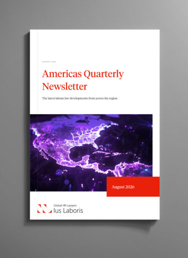 Cover of the Ius Laboris Americas Quarterly Newsletter for August 2026. The cover features the title 